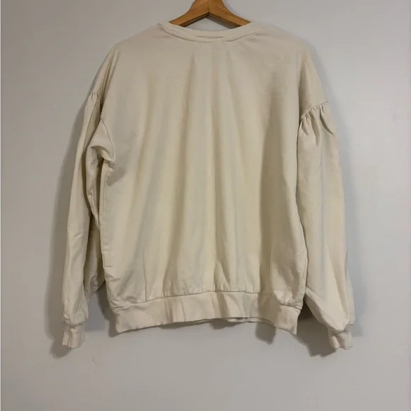 Cream Crochet Lace Patch Sweatshirt - Picture 6 of 12